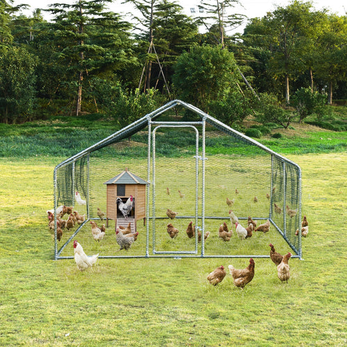 Large Walk In Shade Cage Chicken Coop, M, Silver