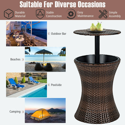 Height Adjustable Patio Rattan Cooler Bar Table, Black Patio Bar Furniture at Gallery Canada