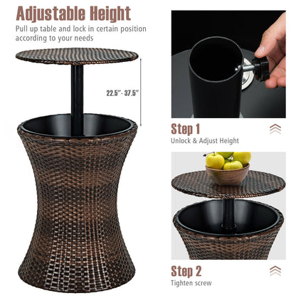 Height Adjustable Patio Rattan Cooler Bar Table, Black Patio Bar Furniture at Gallery Canada