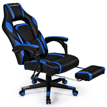 Massage Gaming Chair With Footrest, Lumbar Support, Blue Gaming Chairs at Gallery Canada