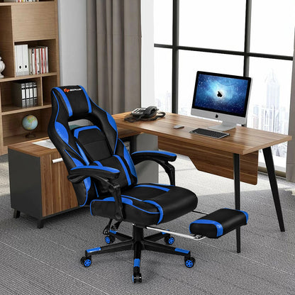 Massage Gaming Chair With Footrest, Lumbar Support, Blue Gaming Chairs at Gallery Canada