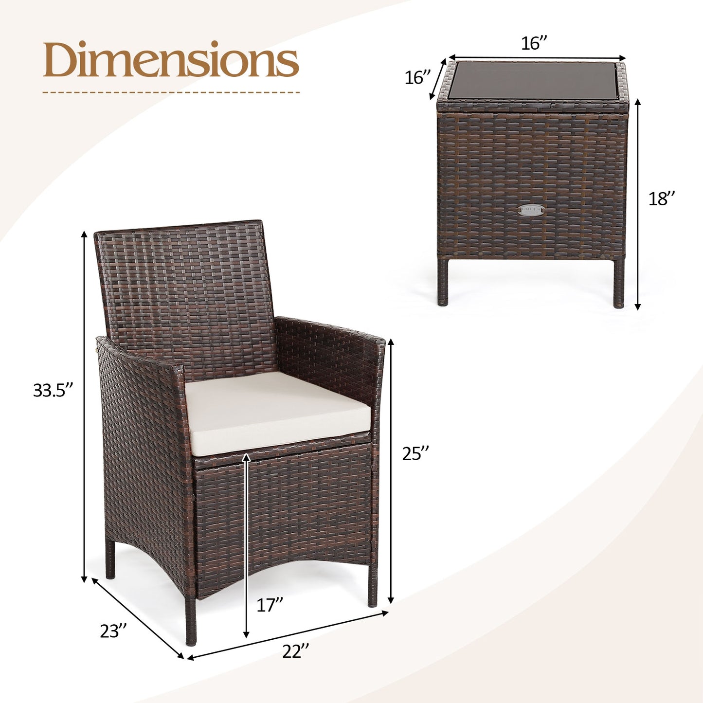 3 Pc Rattan Patio Furniture Set, Cushioned Sofa, Glass Tabletop, White Patio Conversation Sets at Gallery Canada