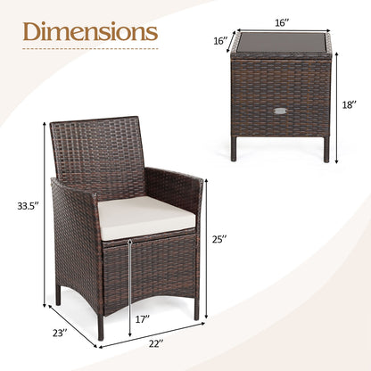 3 Pc Rattan Patio Furniture Set, Cushioned Sofa, Glass Tabletop, White Patio Conversation Sets at Gallery Canada