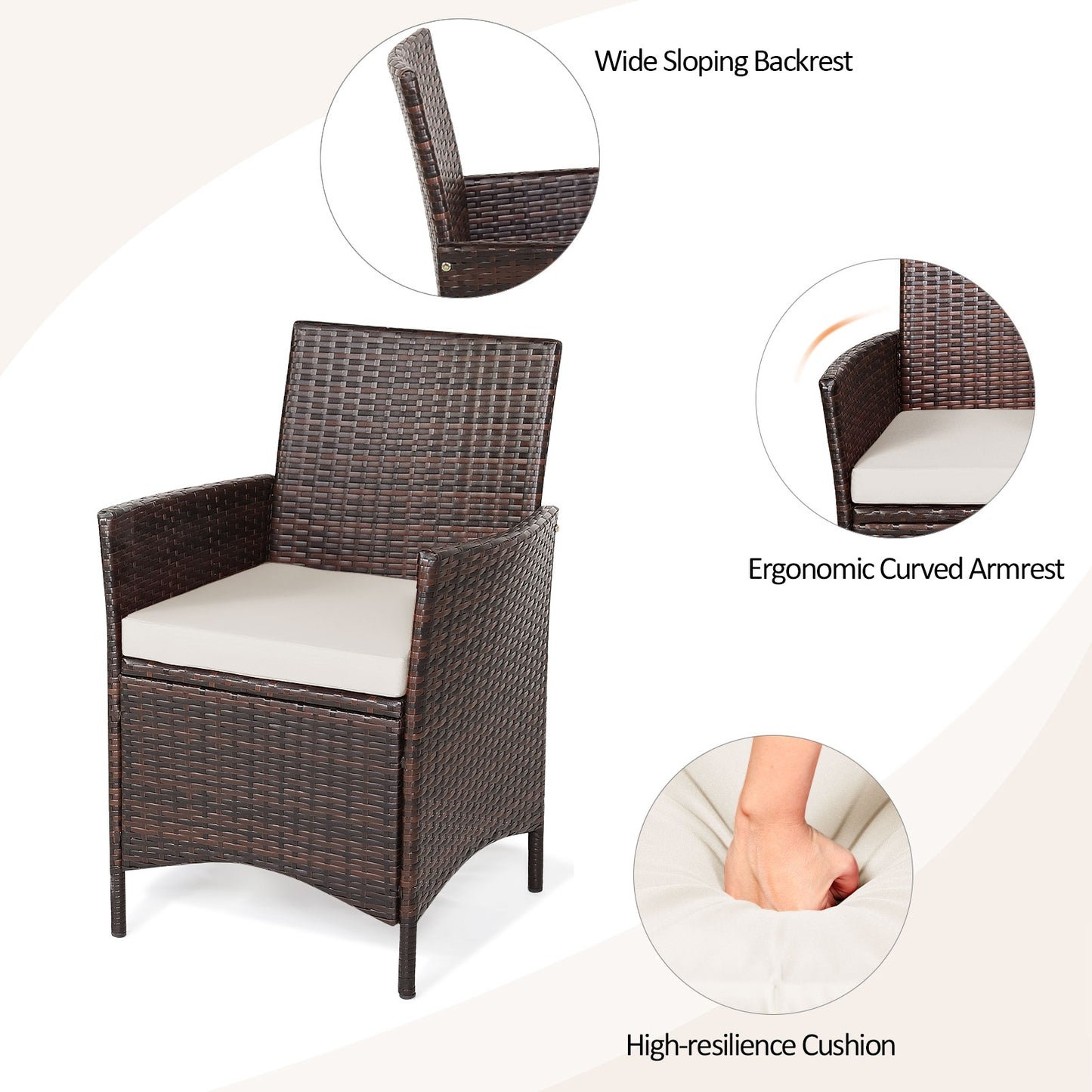 3 Pc Rattan Patio Furniture Set, Cushioned Sofa, Glass Tabletop, White Patio Conversation Sets at Gallery Canada