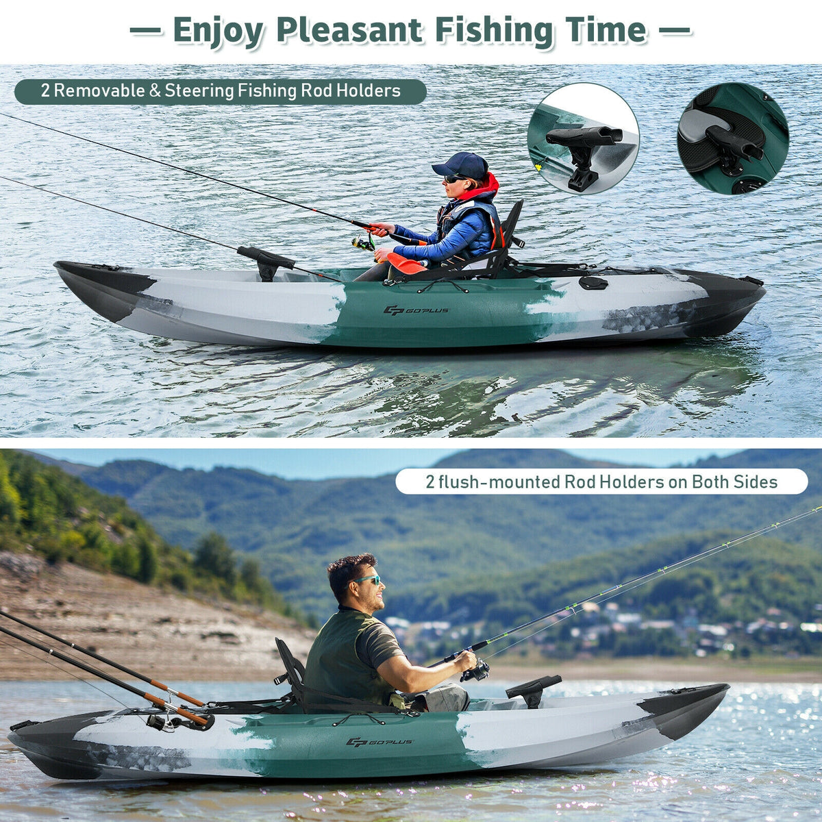 Sit On Top Fishing Kayak With Rod Holders, Paddle, Gray Surfing at Gallery Canada