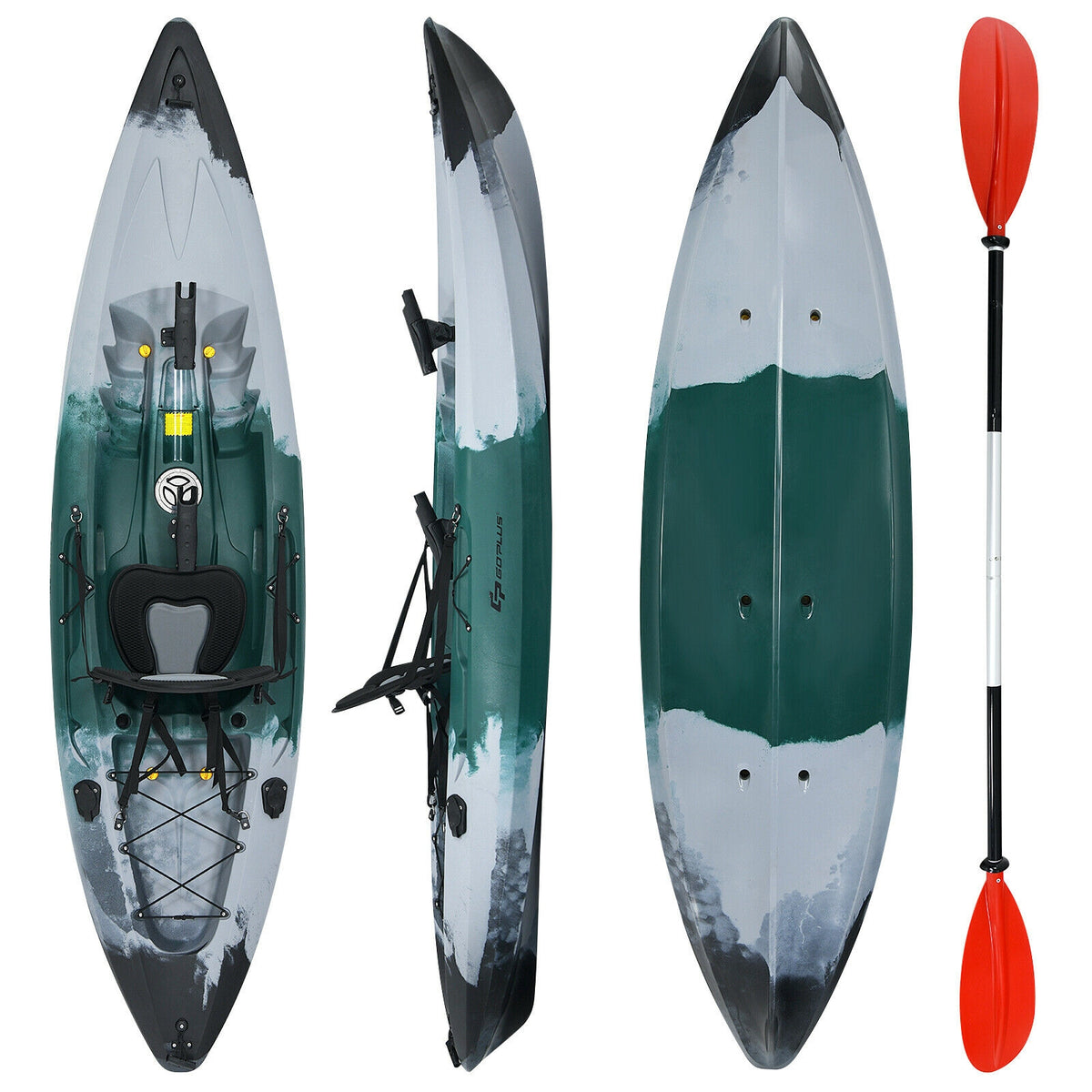 Sit On Top Fishing Kayak With Rod Holders, Paddle, Gray Surfing at Gallery Canada
