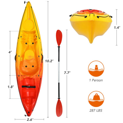 Single Sit On Top Kayak, Detachable Aluminum Paddle, Yellow Surfing at Gallery Canada