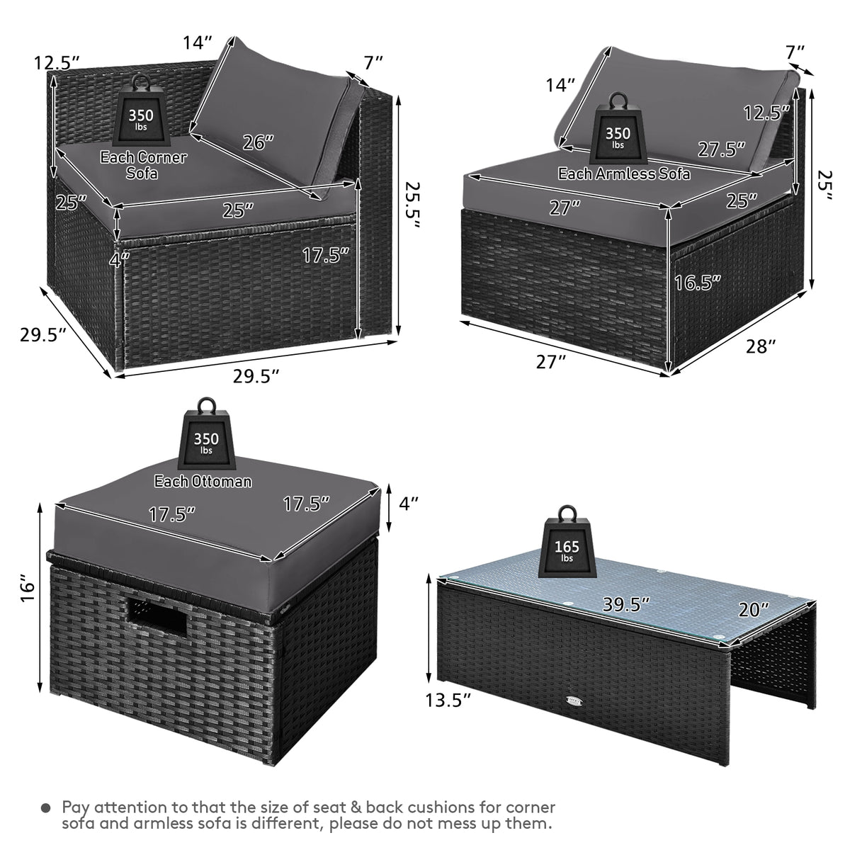 8 Piece Patio Rattan Storage Table Set, Gray Outdoor Sectionals at Gallery Canada