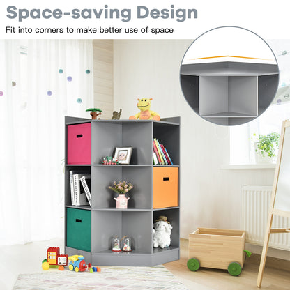 3-Tier Kids Storage Shelf, Corner Cabinet With 3 Baskets, Gray Kids Storage at Gallery Canada