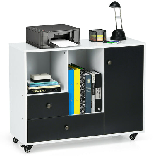 Lateral Mobile Filing Cabinet, 2 Drawers, Black File Cabinets Black at Gallery Canada