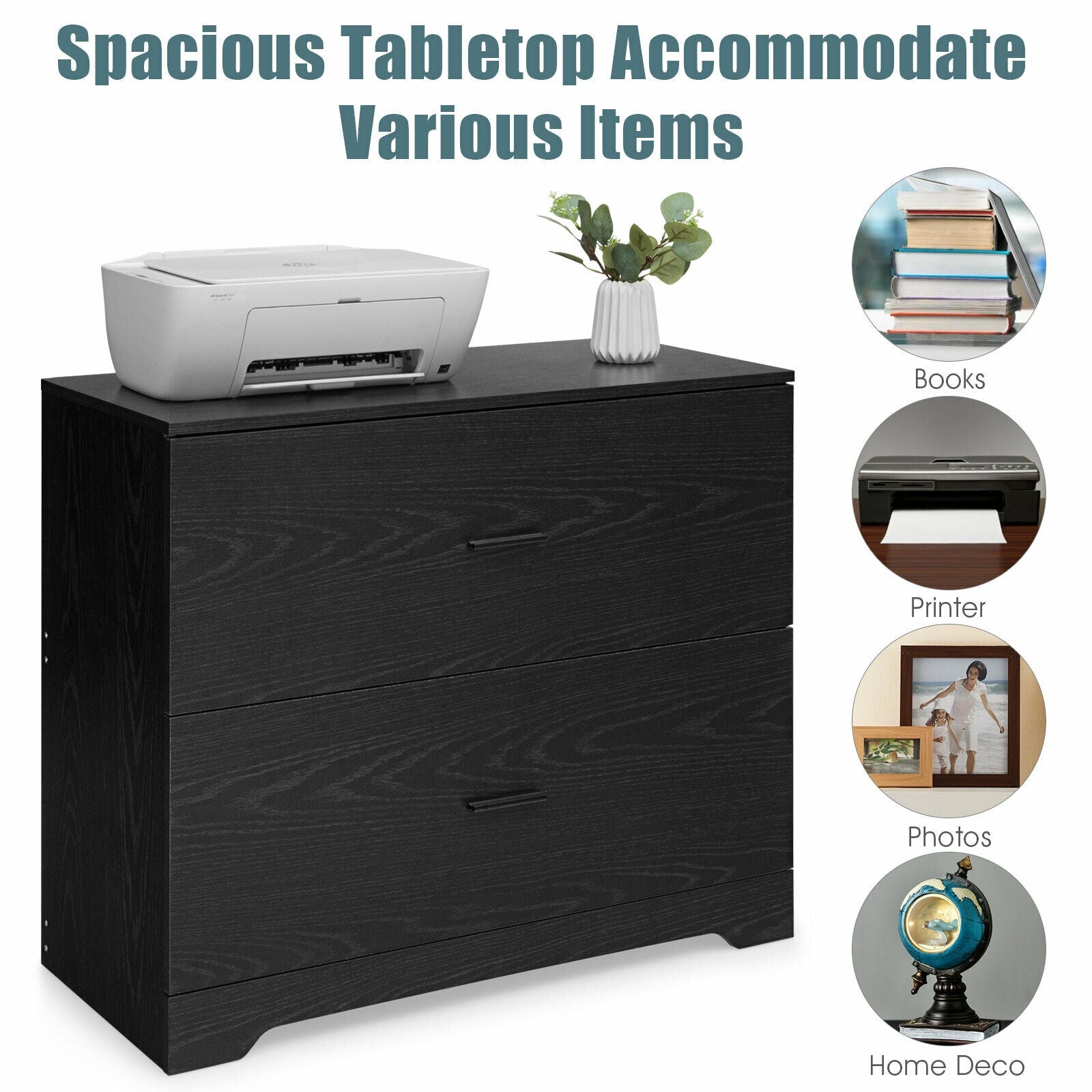 2-Drawer Lateral File Cabinet, Black File Cabinets at Gallery Canada