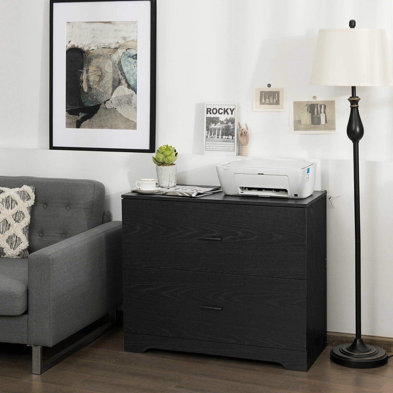 2-Drawer Lateral File Cabinet, Black File Cabinets at Gallery Canada