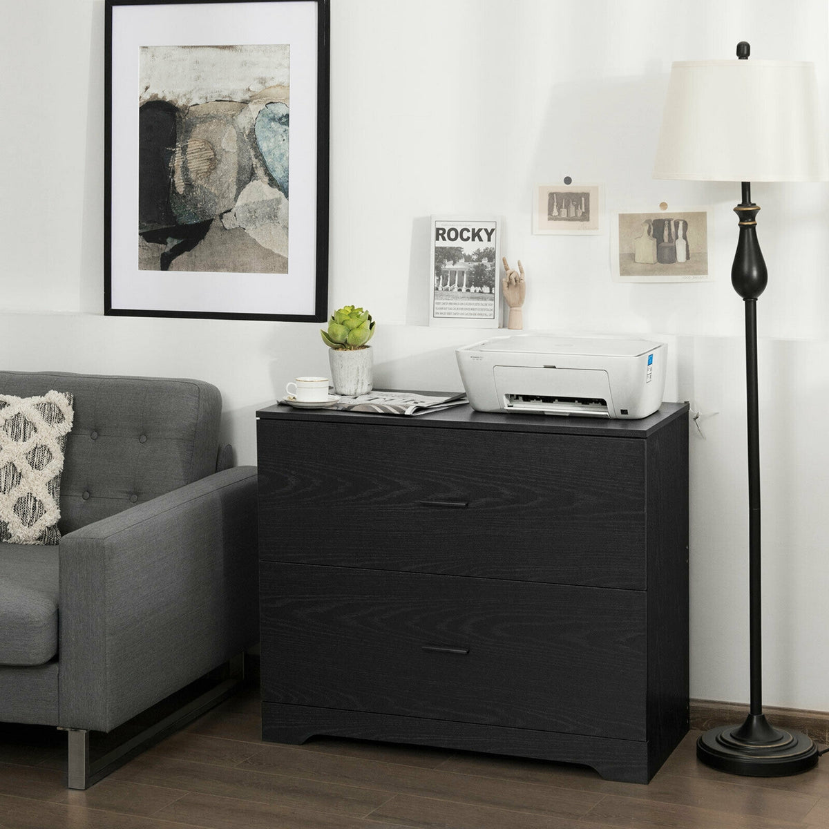 2-Drawer Lateral File Cabinet, Black File Cabinets at Gallery Canada