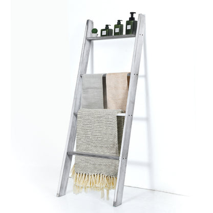 4-Tier Wall Leaning Ladder Shelf Stand, Gray Towel Racks at Gallery Canada