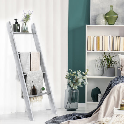 4-Tier Wall Leaning Ladder Shelf Stand, Gray Towel Racks at Gallery Canada