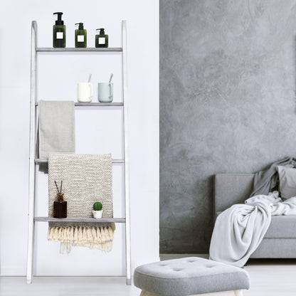 4-Tier Wall Leaning Ladder Shelf Stand, Gray Towel Racks at Gallery Canada