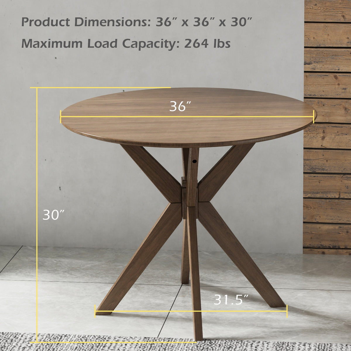 36 Inch Round Wood Dining Table, Intersecting Pedestal Base Dining Tables at Gallery Canada