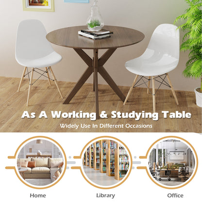 36 Inch Round Wood Dining Table, Intersecting Pedestal Base Dining Tables at Gallery Canada