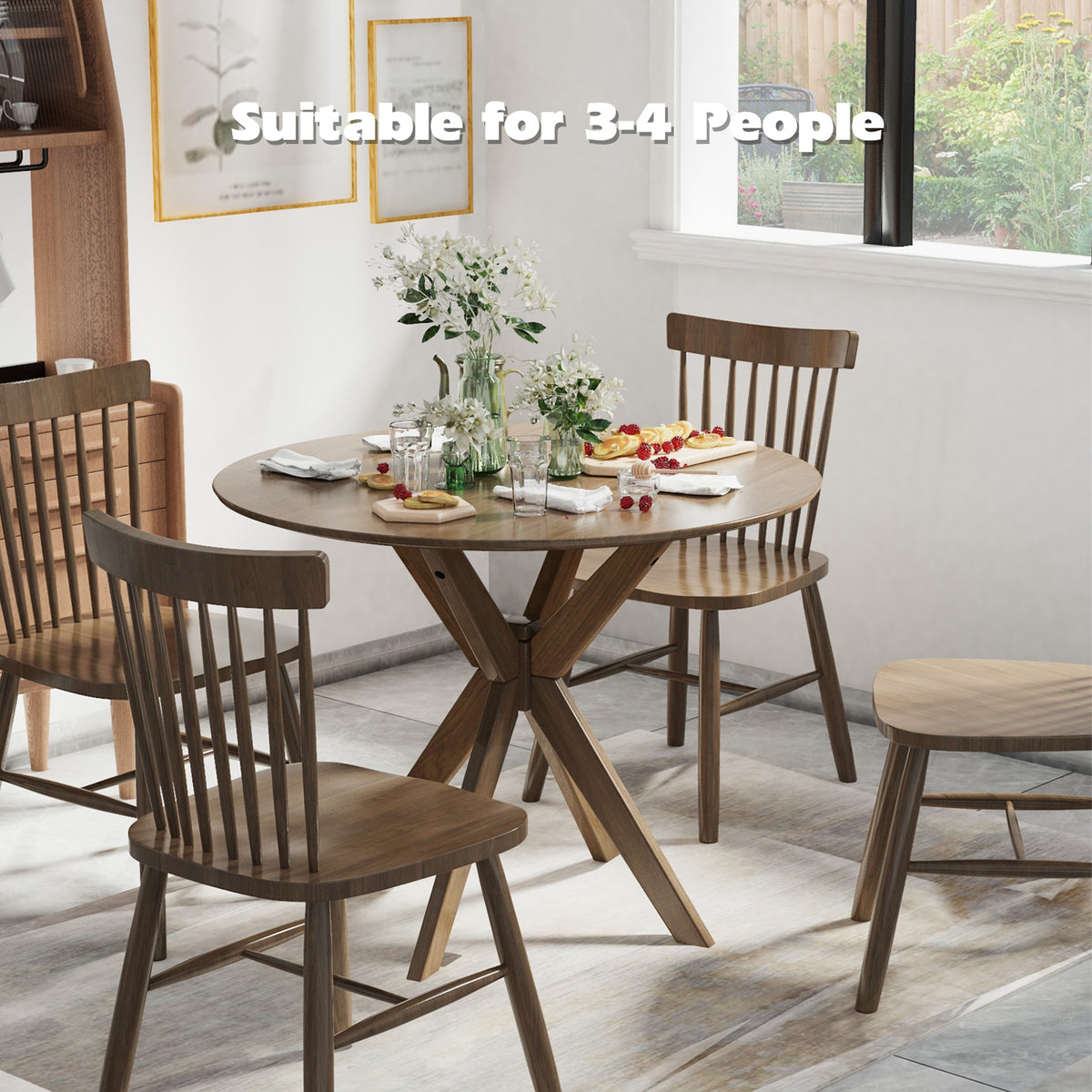 36 Inch Round Wood Dining Table, Intersecting Pedestal Base Dining Tables at Gallery Canada