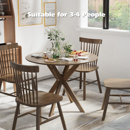 36 Inch Round Wood Dining Table, Intersecting Pedestal Base Dining Tables at Gallery Canada