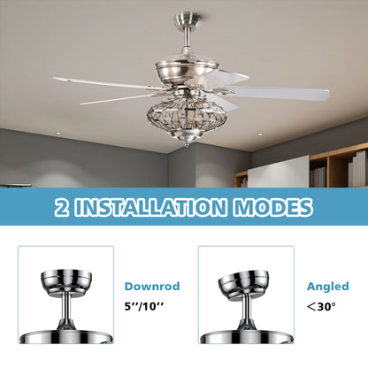 52 Inches Ceiling Fan, Wooden Blades, Remote Control, Silver Ceiling Fans at Gallery Canada