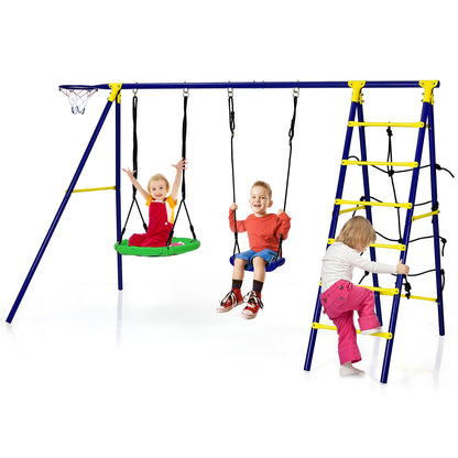 5-In-1 Outdoor Kids Swing Set, Metal Frame, Ground Stake, Blue Swing & Playsets at Gallery Canada