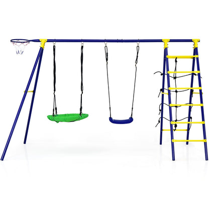 5-In-1 Outdoor Kids Swing Set, Metal Frame, Ground Stake, Blue Swing & Playsets at Gallery Canada