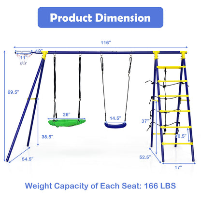 5-In-1 Outdoor Kids Swing Set, Metal Frame, Ground Stake, Blue Swing & Playsets at Gallery Canada