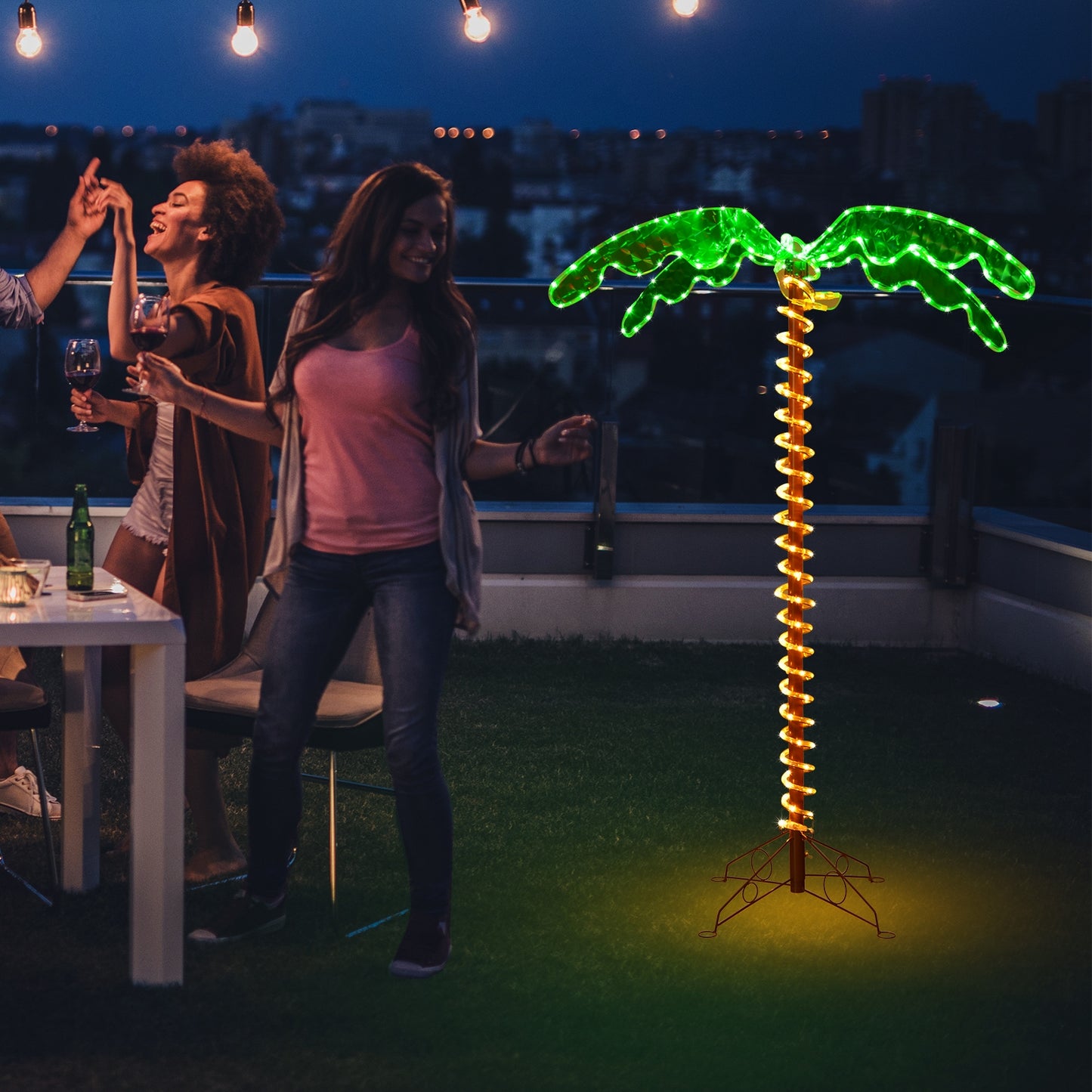 5 Feet LED Pre-lit Palm Tree Decor, Green Holiday Decor at Gallery Canada