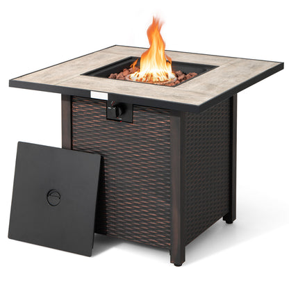 30 Inch Square Propane Gas Fire Pit Table, Ceramic Tabletop, Gray Fire Pit Tables at Gallery Canada