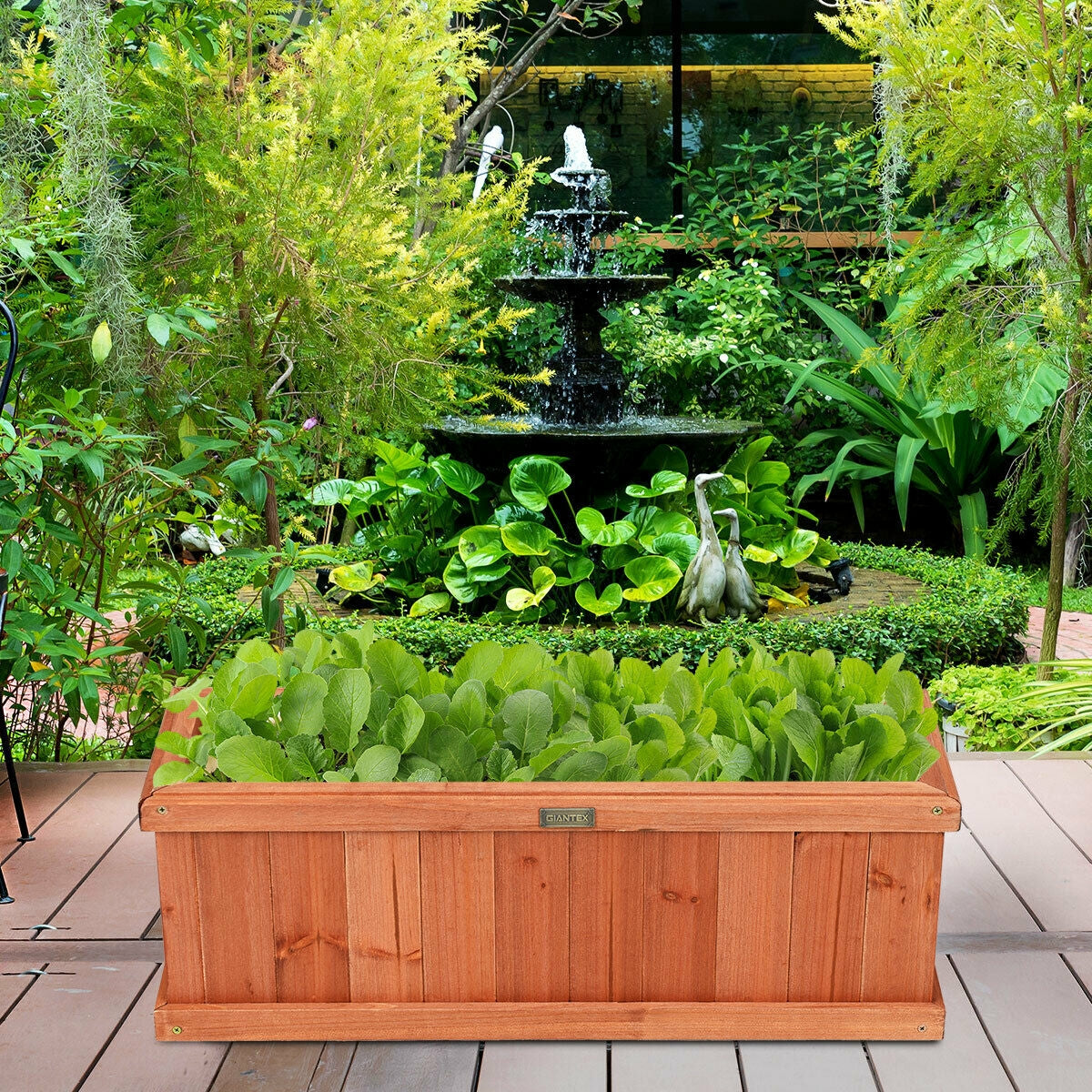 Wooden Decorative Planter Box for Garden Yard and Window, Brown Raised Garden Beds at Gallery Canada