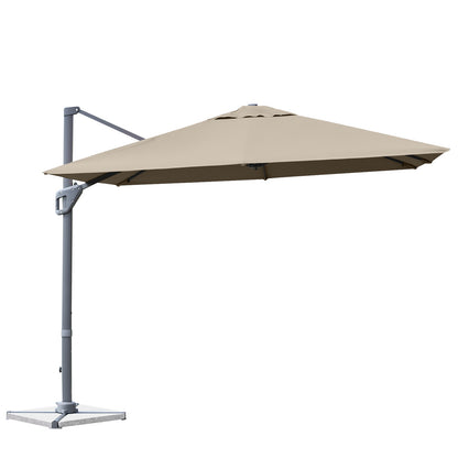 10x10 Feet Patio Cantilever Umbrella, Aluminum 360-Degree Rotation Tilt, Coffee Outdoor Umbrellas at Gallery Canada