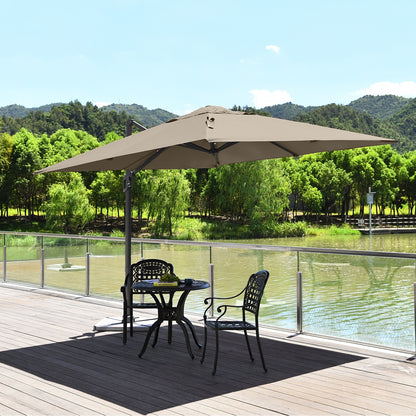 10x10 Feet Patio Cantilever Umbrella, Aluminum 360-Degree Rotation Tilt, Coffee Outdoor Umbrellas at Gallery Canada