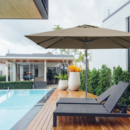 10x10 Feet Patio Cantilever Umbrella, Aluminum 360-Degree Rotation Tilt, Coffee Outdoor Umbrellas at Gallery Canada