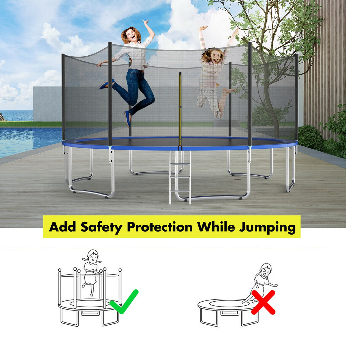 Trampoline Safety Enclosure Net, 16 ft, Black Trampoline Accessories at Gallery Canada
