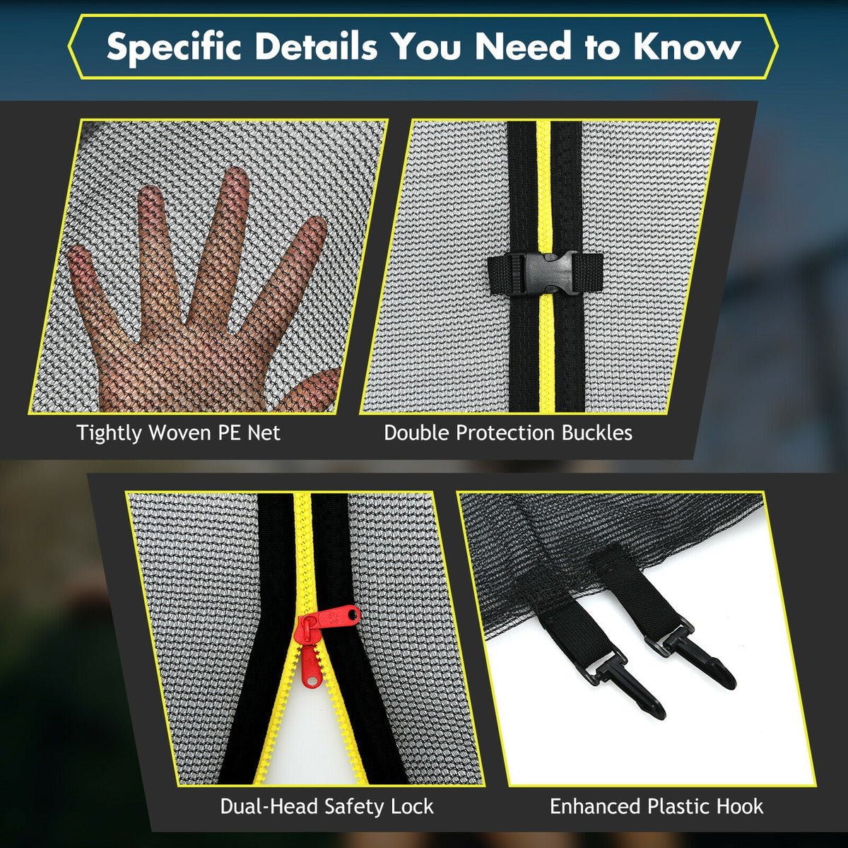 Trampoline Safety Enclosure Net, 16 ft, Black Trampoline Accessories at Gallery Canada