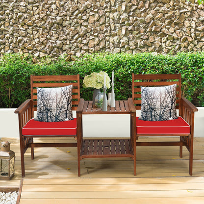 3 Pcs Outdoor Patio Table Chairs Set, Acacia Wood Loveseat, Red Patio Conversation Sets at Gallery Canada