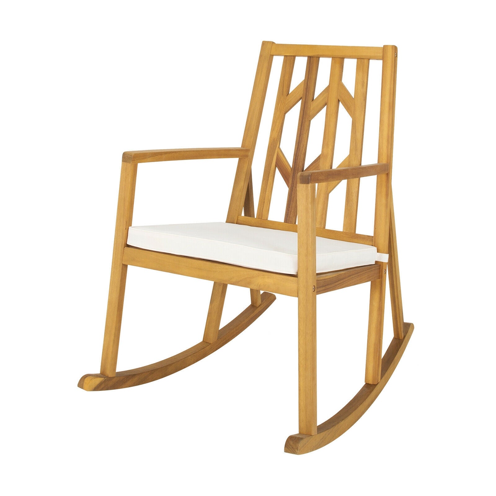 Acacia Wood Rocking Chair Sofa With Armrest, Cushion, White Patio Rocking Chairs & Gliders at Gallery Canada