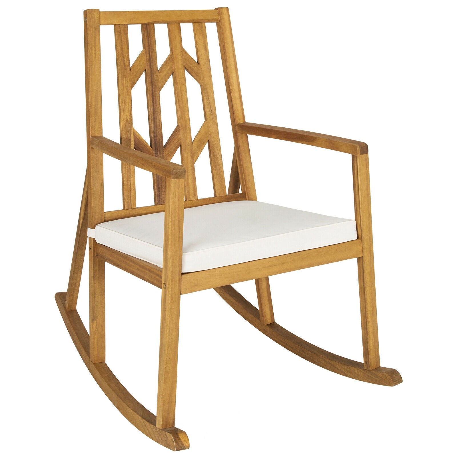 Acacia Wood Rocking Chair Sofa With Armrest, Cushion, White Patio Rocking Chairs & Gliders at Gallery Canada