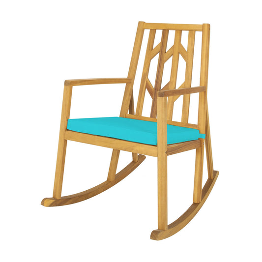 Acacia Wood Rocking Chair Sofa, With Armrest And Cushion, Turquoise Patio Rocking Chairs & Gliders Turquoise at Gallery Canada