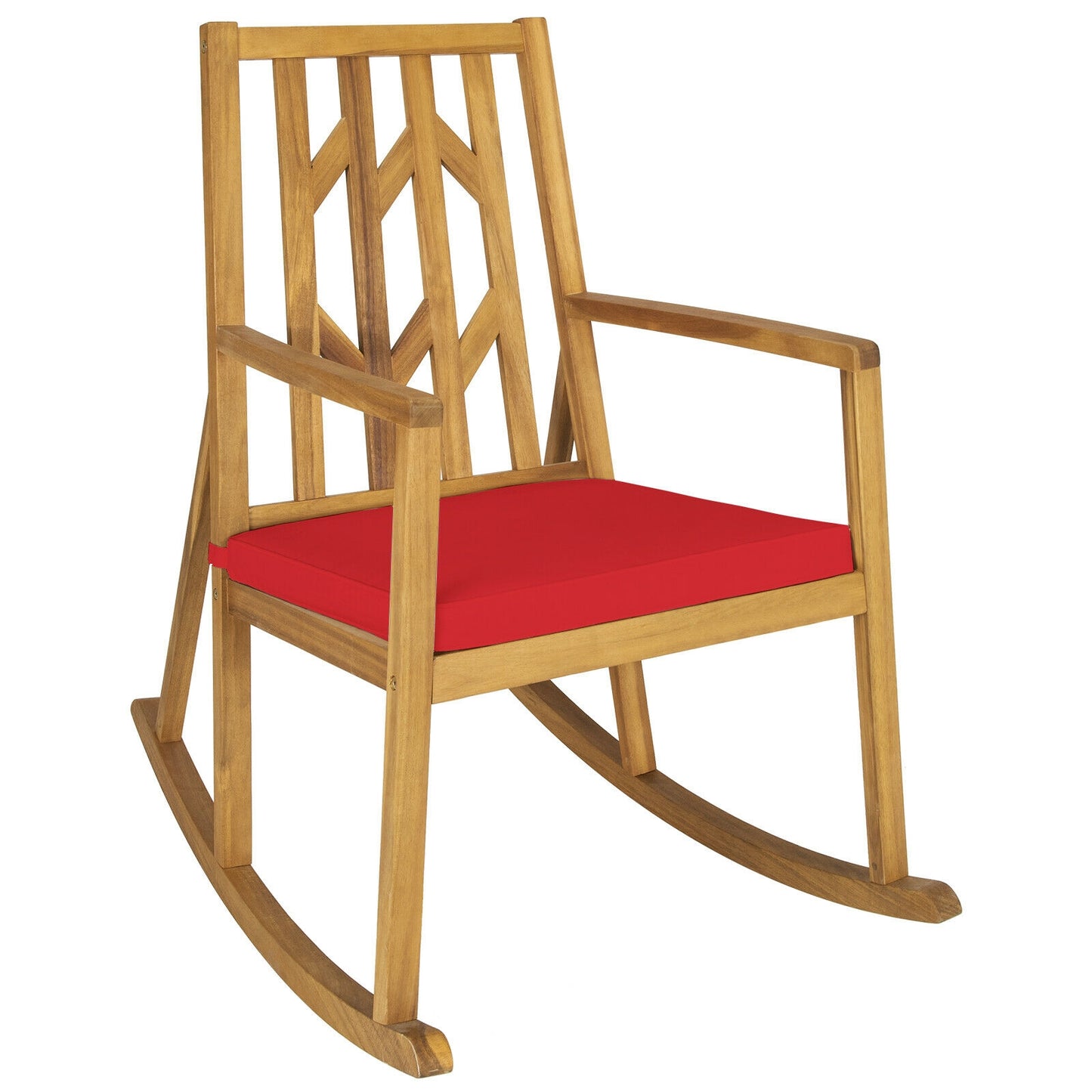 Acacia Wood Rocking Chair Sofa With Armrest And Cushion, Red Patio Rocking Chairs & Gliders at Gallery Canada