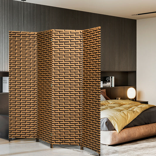 4 Panel Folding Privacy Partition, Room Divider, Rustproof Hinge, Yellow Room Dividers Yellow at Gallery Canada