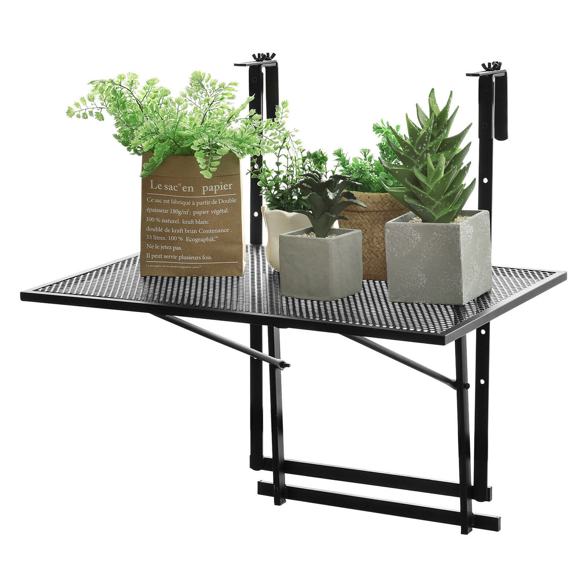 Folding Table With 5-Level Adjustable Heights, Black Patio Tables at Gallery Canada