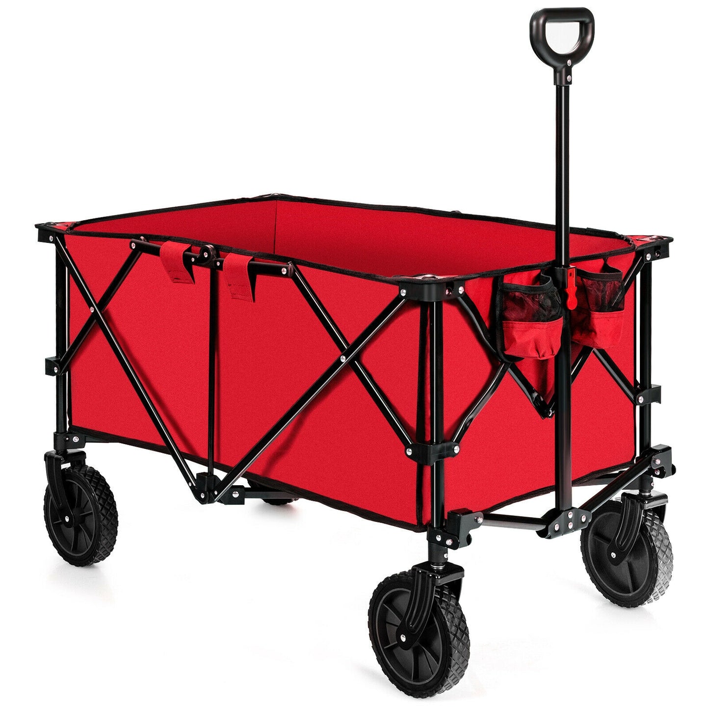 Outdoor Folding Wagon Cart, Adjustable Handle, Universal Wheels, Red Garden Carts at Gallery Canada