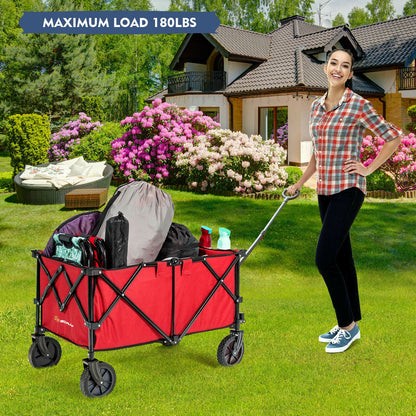 Outdoor Folding Wagon Cart, Adjustable Handle, Universal Wheels, Red Garden Carts at Gallery Canada