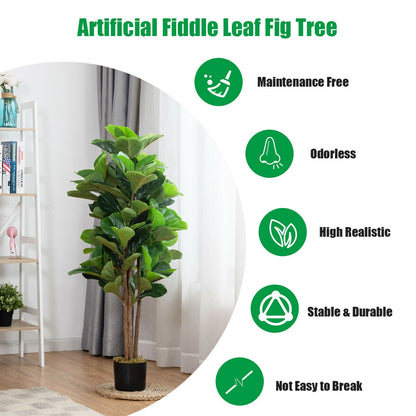 4 Feet Artificial Fiddle Leaf Fig Tree, Green Faux Plants at Gallery Canada