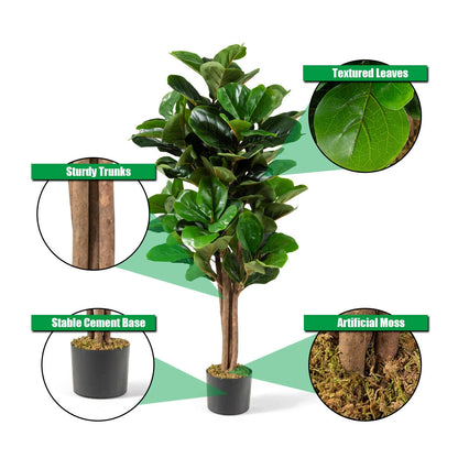 4 Feet Artificial Fiddle Leaf Fig Tree, Green Faux Plants at Gallery Canada