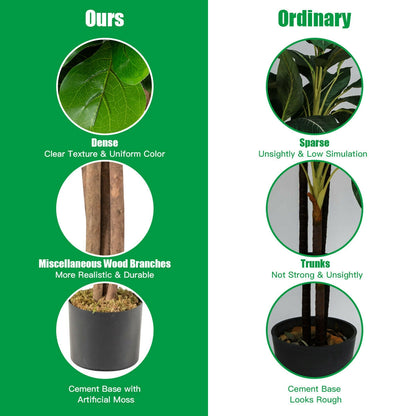 4 Feet Artificial Fiddle Leaf Fig Tree, Green Faux Plants at Gallery Canada