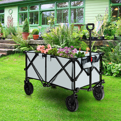 Outdoor Folding Wagon Cart, Adjustable Handle, Universal Wheels, Gray Garden Carts at Gallery Canada