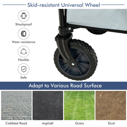 Outdoor Folding Wagon Cart, Adjustable Handle, Universal Wheels, Gray Garden Carts at Gallery Canada